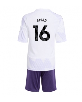 Billige Fotballdrakt Manchester United Amad Diallo #16 Replika Bortedraktsett Barn 2025-26 Kortermet (med bukser)